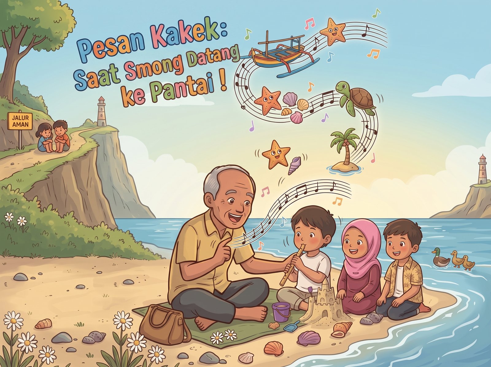 Sampul Pesan Kakek: Saat Smong Datang ke Pantai !